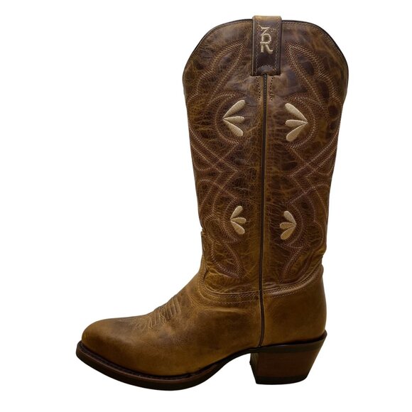 Tony Lama Women’s Brown Embroidered Leather Western 3R Cowgirl Boots Size 8B - Picture 4 of 12